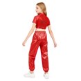 thumbnail image 2 of Aiihoo Kids Modern Jazz Dance Party Sets Girls Short Sleeve Metallic Shiny T-shirt Crop Tops with Pants Outfits Red 10, 2 of 7