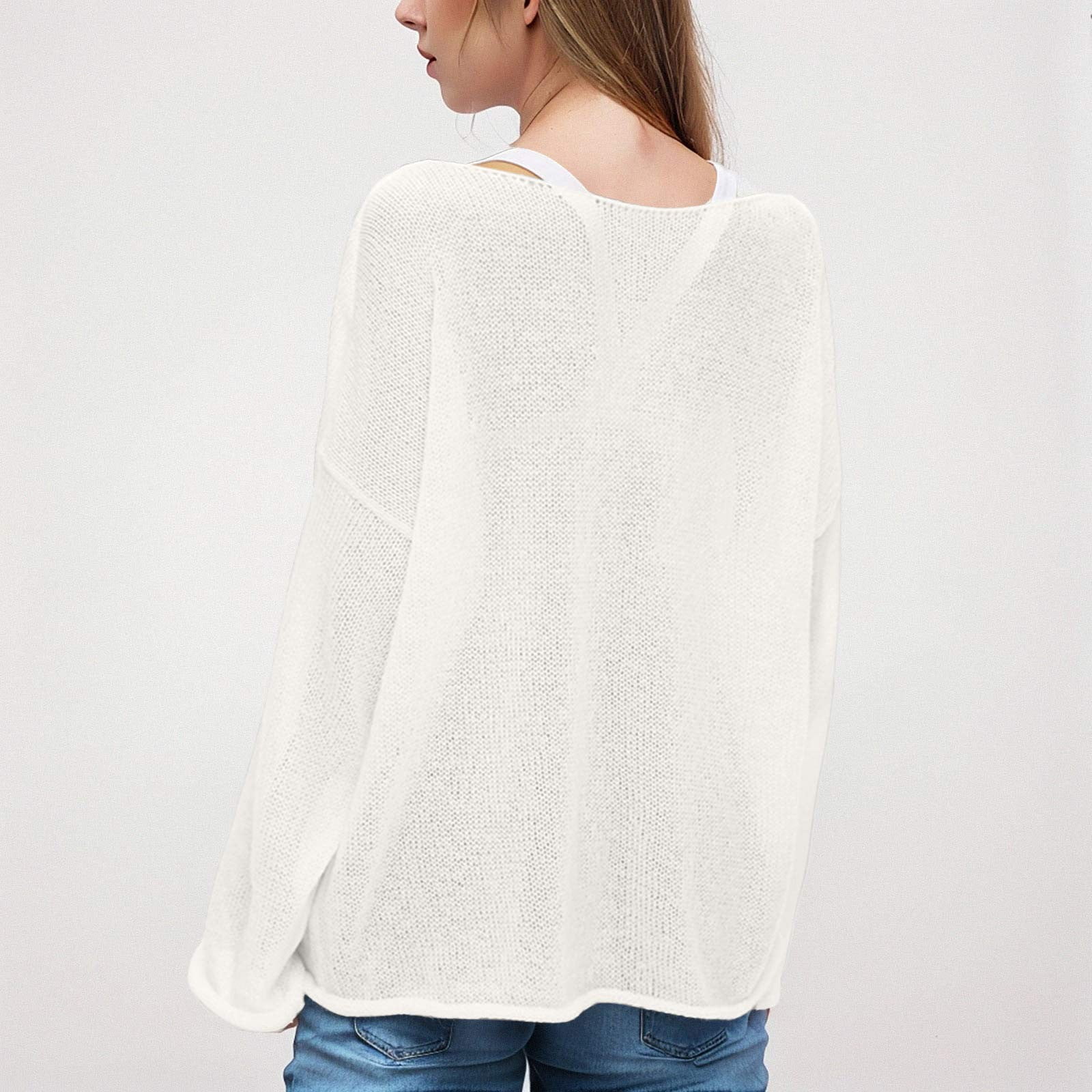 トップス NKGW / SEE THROUGH PULLOVER Samickarr Women's Sheer See-Through Top with Crew Neck