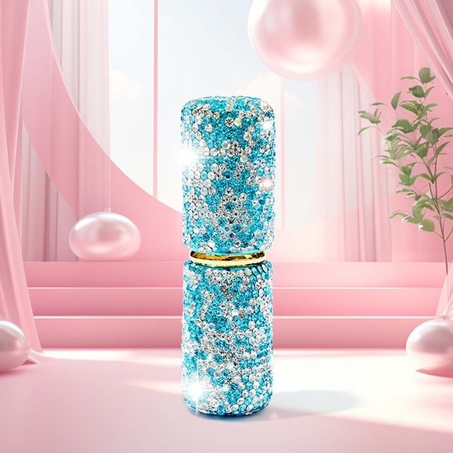 FSTDelivery Portable 10ml Perfume Spray Bottle Sample Vials, Shiny Rhinestone Cosmetic Bottle Mini Perfume Spray Dispensers, Vials Refillable Sprayer Makeup Tool for Travel Carrying, Sky Blue
