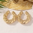 thumbnail image 6 of SmartBy 1 Pair Huggie Earrings Retro Shiny Twisted Geometric Solid Color Electroplated Lightweight Stainless Ear Decoration Jewelry Commute Ear Hoop, 6 of 6