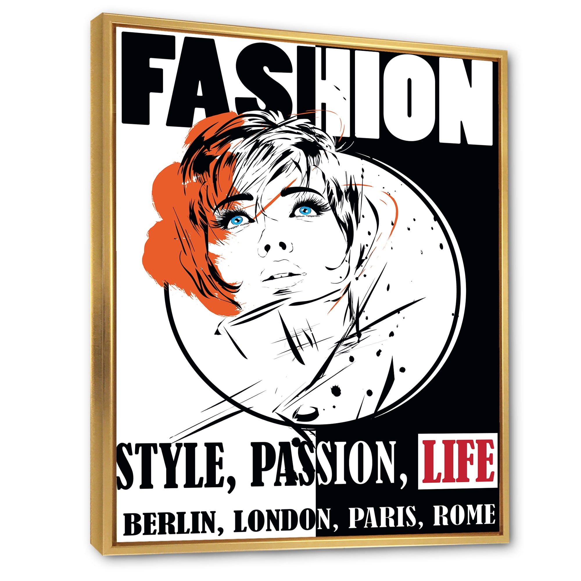 Designart 'Style Passion Life Fashion Woman IV' Vintage Framed Canvas Wall Art Print