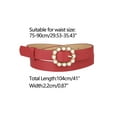 thumbnail image 3 of INSPIRE CHIC Womens Pearl Waistband Skinny Leather Adjustable Pin Buckle Belt for Jeans Dresses Pants 75-90cm/29.53"-35.43" Red, 3 of 4