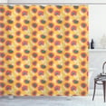 thumbnail image 1 of Floral Shower Curtain, Summer Flora Pattern with Abstract Sunflowers, Fabric Bathroom Set with Hooks, 69W X 84L Inches Extra Long, Mustard Dark Coral Fern Green and White, by Ambesonne, 1 of 3