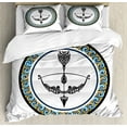thumbnail image 1 of Zodiac Sagittarius King Size Duvet Cover Set, Victorian Inspired Bow and Arrow Design with Colorful Curves and Swirls, Decorative 3 Piece Bedding Set with 2 Pillow Shams, Multicolor, by Ambesonne, 1 of 3