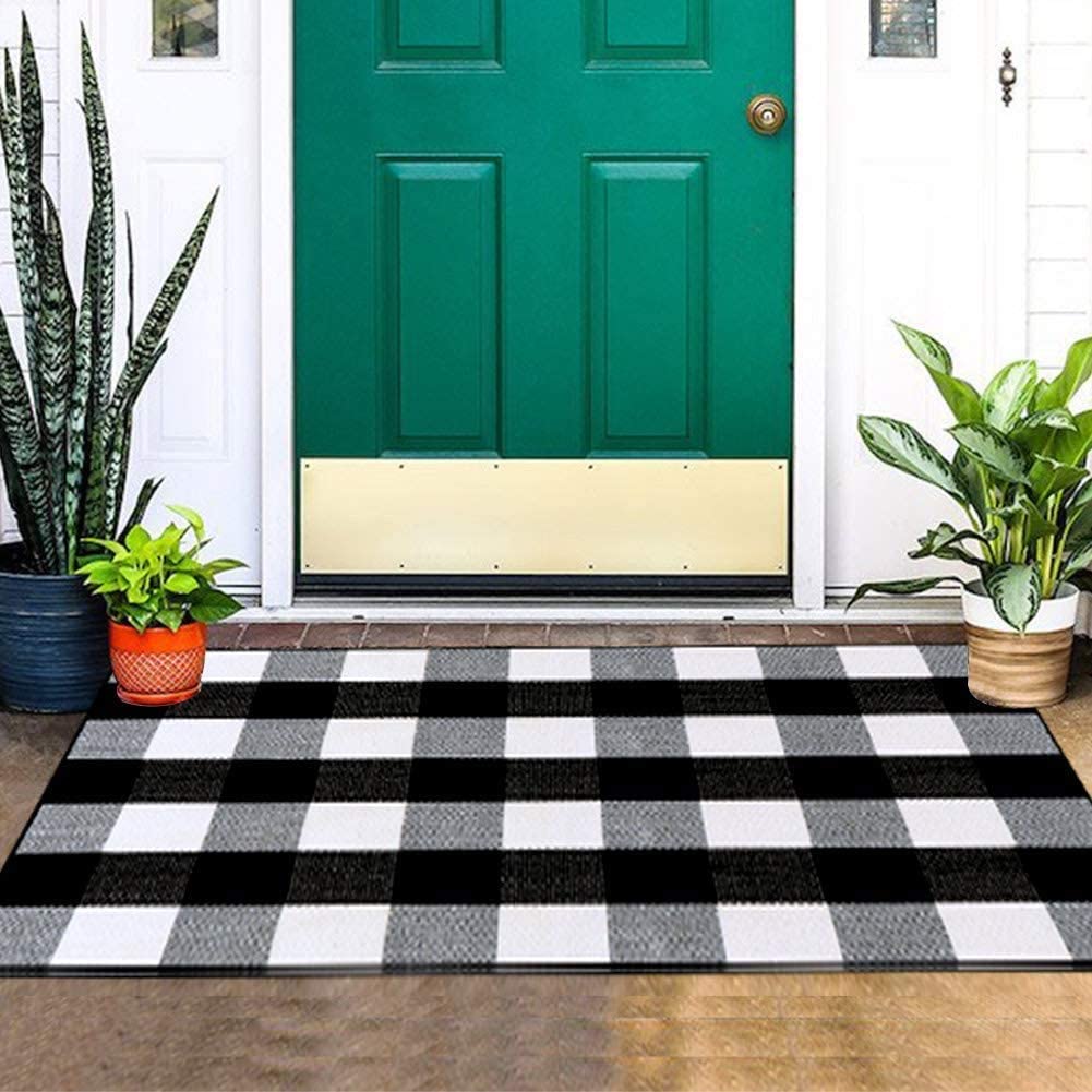 EAYY Buffalo Plaid Rugs, Hand-Woven Buffalo Check Rug Cotton Plaid Outdoor Rug  Black and White Rug, Door Mats Area Rugs, Front Porch Decor for Outdoor,  Kitchen, Bathroom, Farmhouse, Laundry Room | Walmart