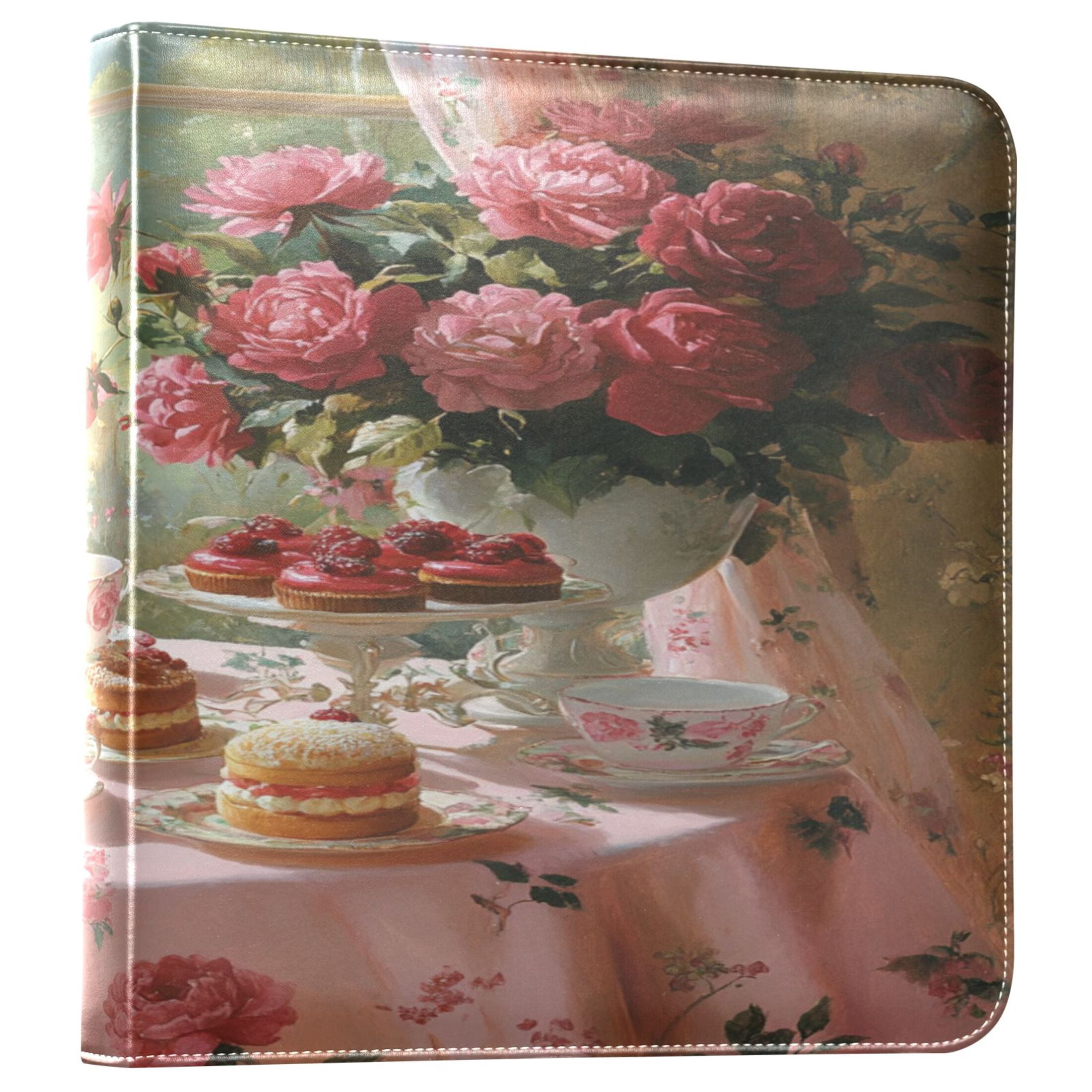 BZSMCE Photo Album Book Scrapbooking Tea Set with Roses Printed Picture Album