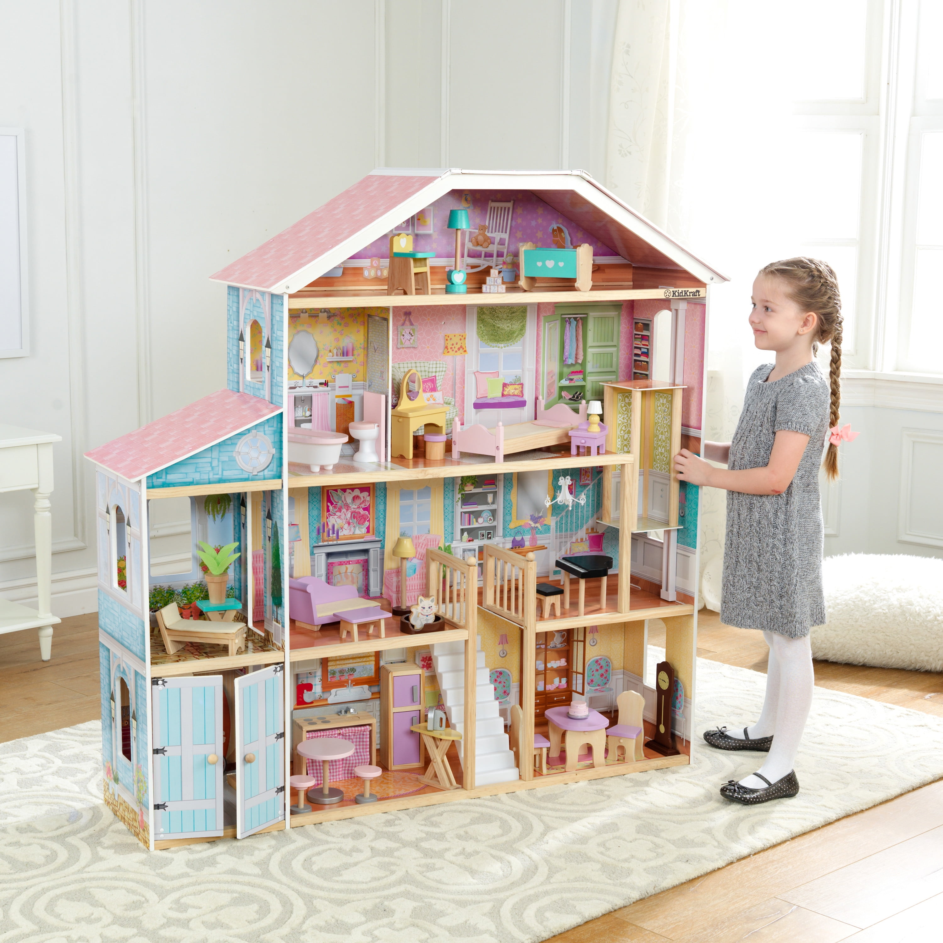 KidKraft Grand View Mansion Wooden Dollhouse with 34 Accessories