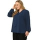 thumbnail image 3 of Blusas de talgrande pamujer Blusas de trabajo de manlarde gacon volantes Azul oscuro XL, 3 of 5