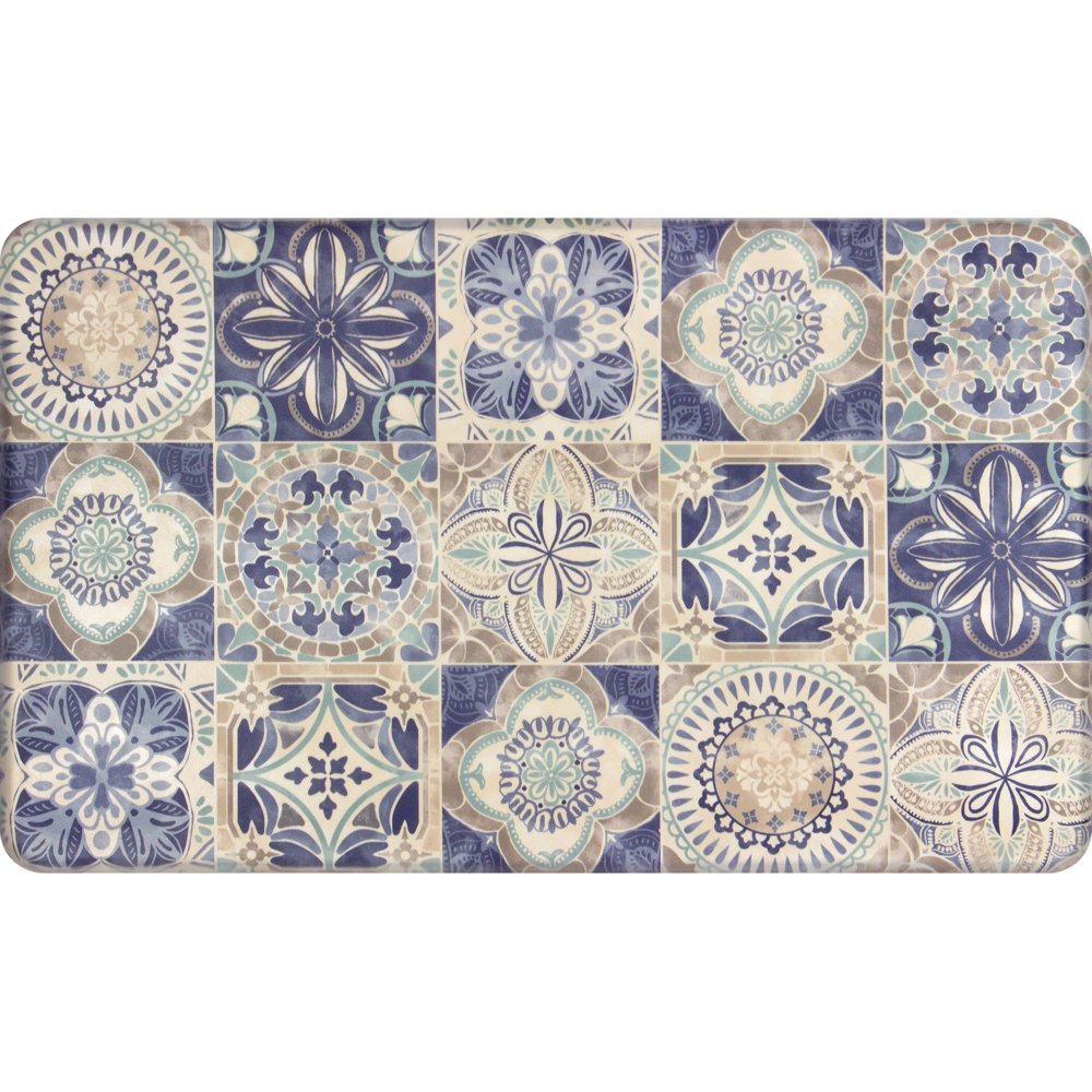 Better Homes and Gardens Belevista Tile Kitchen Mat, Blue, 18" x 30