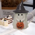 thumbnail image 4 of Halloween Ghost Coffee Mug with Witch Hat Lid, Ceramic Cute Ghostface Cup with Handle, Lidded Drinkware for Tea Hot Cocoa, Novelty Party Decor Gift for Adults Holiday Beverage Container 440ml/15oz, 4 of 7