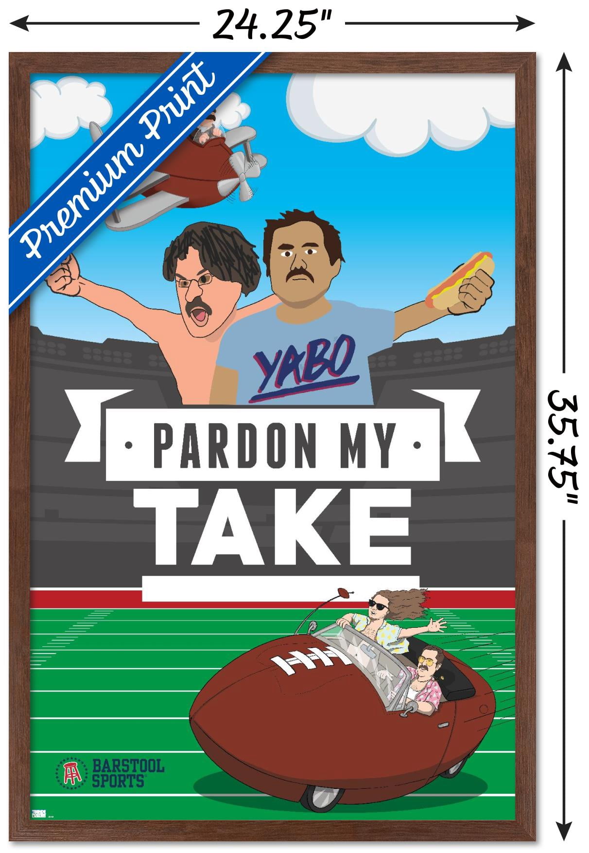 Barstool Sports - Pardon My Take Wall Poster, 22.375" x 34" Framed