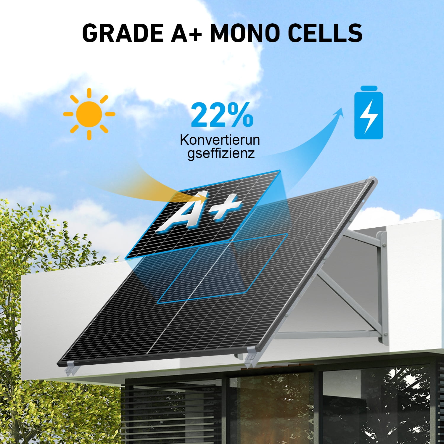 DOKIO 2PCS 400 Watt Solar Panels 10BB 12/24 Volt Solar Panel kit High Efficiency for Rooftop Portable Power Station Farm Yacht and Other Off-Grid Applications（800w）