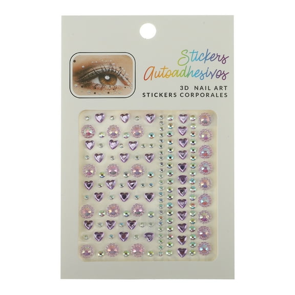 Unique Bargains Charming Face Rhinestone Stickers Purple
