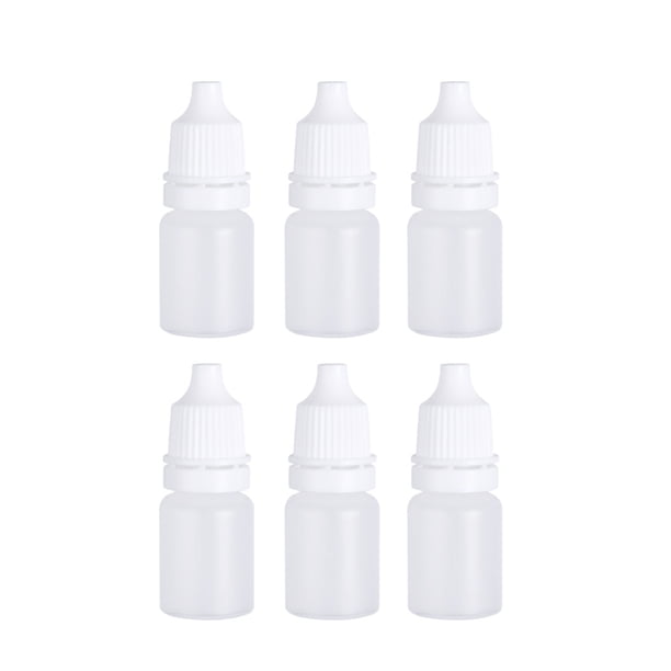 6 botellas vacías de plástico de 5 ml con gotero exprimible para líquidos oculares (blancas)