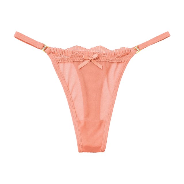 Aayomet Culotte Femme Taille Basse Ultra Fine en Maille Transparente (Rouge Melon D\'eau, m)