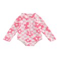 thumbnail image 1 of QJUHUNG Kid Baby Girls One Piece Swimsuit Long Sleeve Zipper Swimwear Ruffle Rashguard Bathing Suits Beachwear, 1 of 7