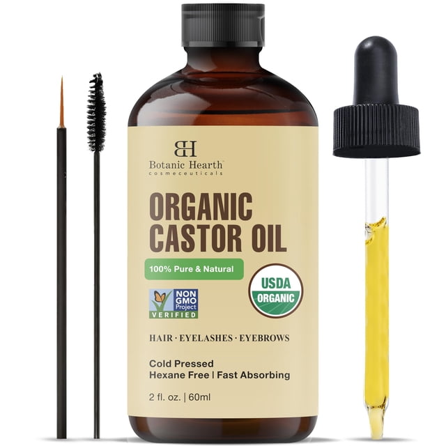 Vidrio orgánico prensado en frío con aceite de ricino Botanic Hearth, 60 ml