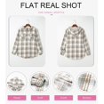 thumbnail image 4 of Womens Plaid Shacket Jacket Long Sleeve Button Down Fleece Hooded Jackets Warm Coat, 4 of 6