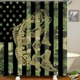 thumbnail image 3 of 4PCS Fishing Shower Curtain Sets with Rugs, Waterproof Fabric Shower Curtain, Green Camo Camouflage White Fishbone Bass Fish Hunting Teen Boys Bathroom Decor, Fishing Gifts for Men Husband, 3 of 7