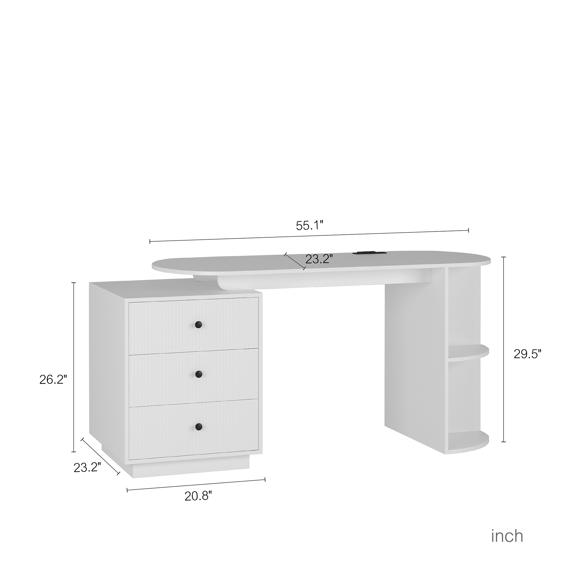 Aukfa Home Office Desk,Wood Executive Desk Teens Student Desk Study Table with Drawer & Power Outlets,White