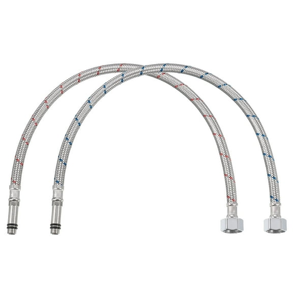 Uxcell 20" Faucet Supply Line Connector, G1/2 Female x M10 Male Braided 304 Stainless Steel Water Supply Hose, 2 Pack