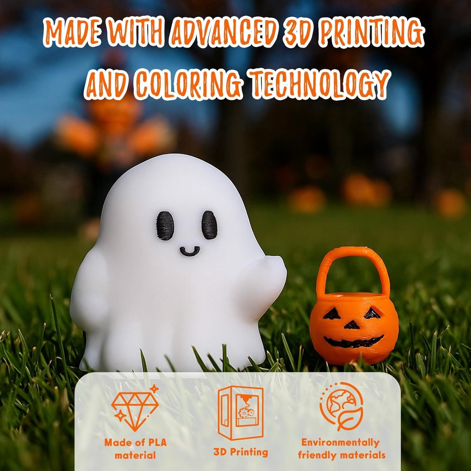 Glow-in-the-Dark Mini Ghost Figurine for Halloween Desk and Shelf Decor