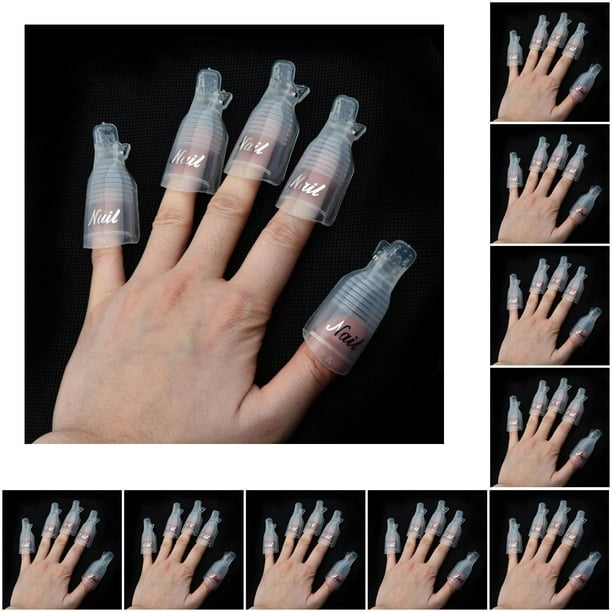 Guardurnaity 10 Uds Nail Art Soak Off Clip Cap Gel removedor de esmalte herramienta de envoltura para dedos cuidado de uñas eliminación de Transparente 10piezas