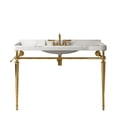 thumbnail image 4 of LiviNest Modern Wall-Mounted Bathroom Vanity: 48" Spacious Ceramic Console Sink - 40% More Counter Space for Family & Guests - Gold Stainless Steel Legs & Towel Bar for Easy Floor Cleaning, 4 of 5