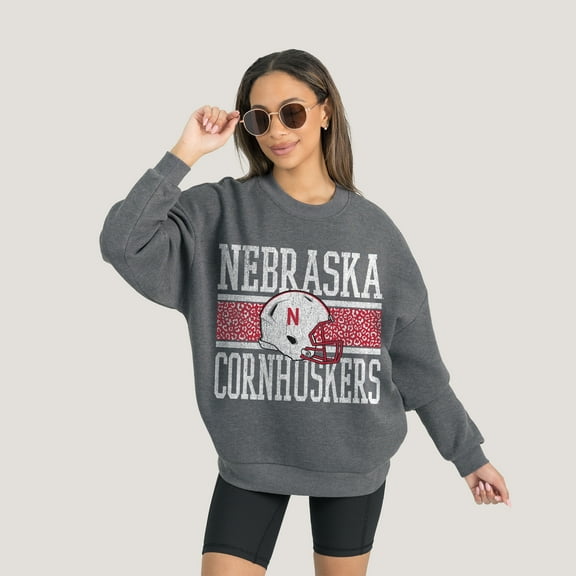 Women's Gameday Couture Charcoal Nebraska Huskers Premium Fleece Pullover Sweatshirt
