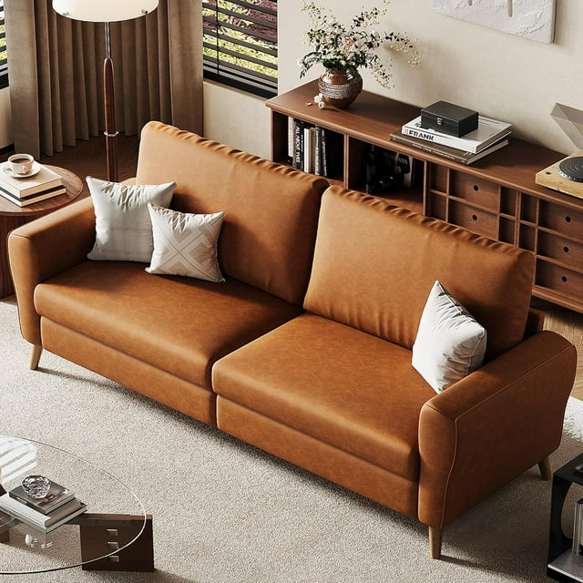 Bingirl Canapé 84 Pouces, Sofa 3 Places pour Salon, Causeuse Moderne, Brun