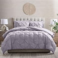 thumbnail image 6 of LammaLoe King Size comforter Sets, 7 Piece Bed In A Bag Pintuck Bedding Sets, Grayish Lavender, 6 of 7