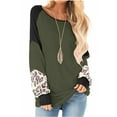 thumbnail image 1 of Womens Color Block Pullover Leopard Print Sweatshirt Raglan Long Sleeve Loose Tunic Shirts Tops, 1 of 2