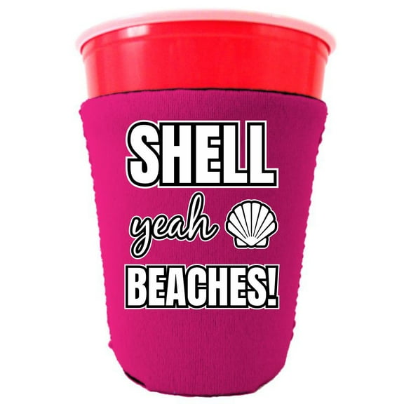 Shell Yeah Beaches Party Cup Coolie (Magenta)