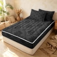 thumbnail image 3 of Erosebridal Victorian Damask Zipper Twin Comforter Sets with Fitted Sheet and 2 Pillowcases, Bohemian Floral Zipper Bedding Set, Dark Gray Black, Black Reversible, 3 of 7