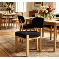 thumbnail image 3 of JYSong Set of 2 Tufted Chenille Dining Chairs, Black Upholstery with Wood Legs for Dining Room, 3 of 10