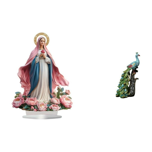 Escultura de la escena de la Natividad,Adorno acrílico 2D de pie,Figura de escritorio,Estatua de pavo real en estante,escritorio,decoración del hogar,Figuras decorativas creativas para la