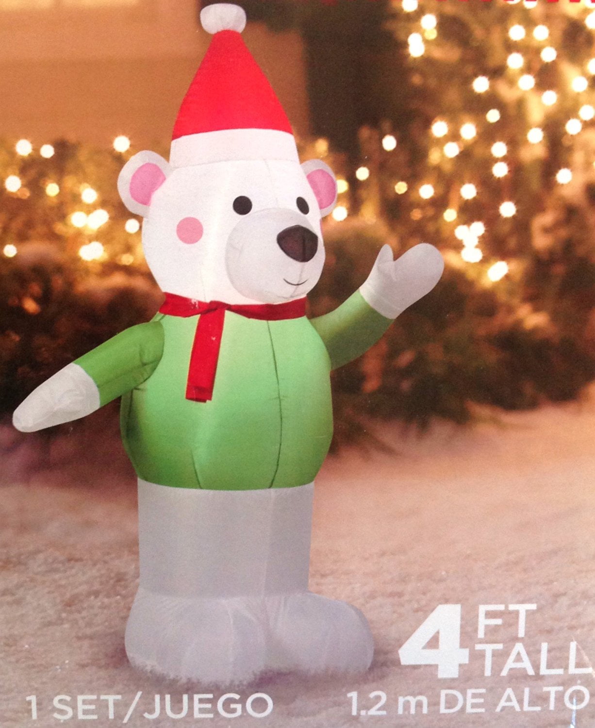 4' Christmas Time Decor Yard Gemmy Airblown Inflatable Polar Bear 
