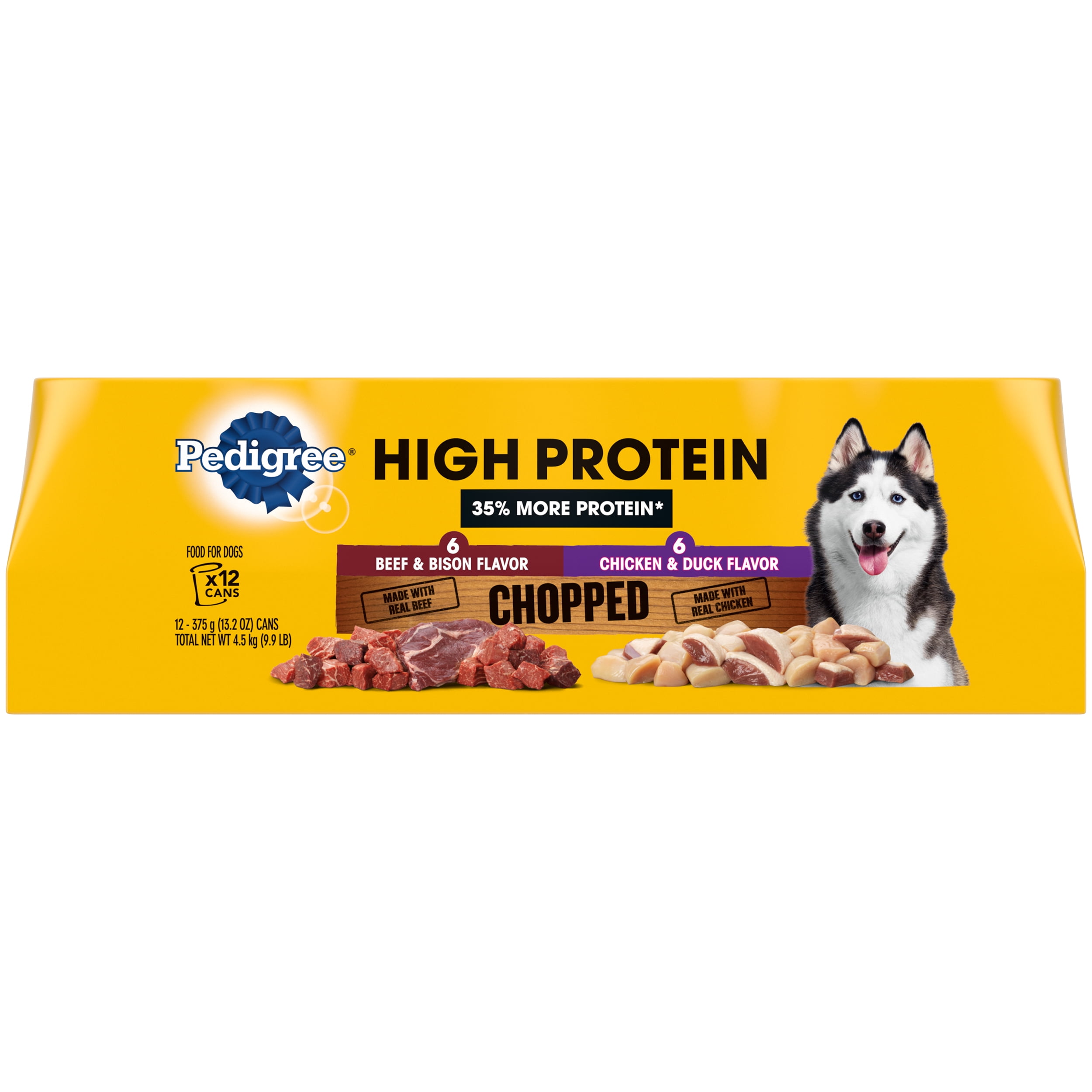 Pedigree High Protein Beef & Bison, Chicken & Duck Wet Dog Food Variety Pack , 12 Pack 13.2 Oz. Cans