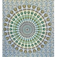 thumbnail image 2 of Bless International Indian hippie Bohemian Psychedelic Golden Blue Peacock Mandala Wall hanging Bedding Tapestry (Yellow Green, Queen (84x90Inches)(215x230Cms)), 2 of 3