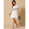 thumbnail image 3 of DARING DIVA Corset Short Square Neck Puff Sleeve Floral Lace Up Dress XS White, 3 of 6