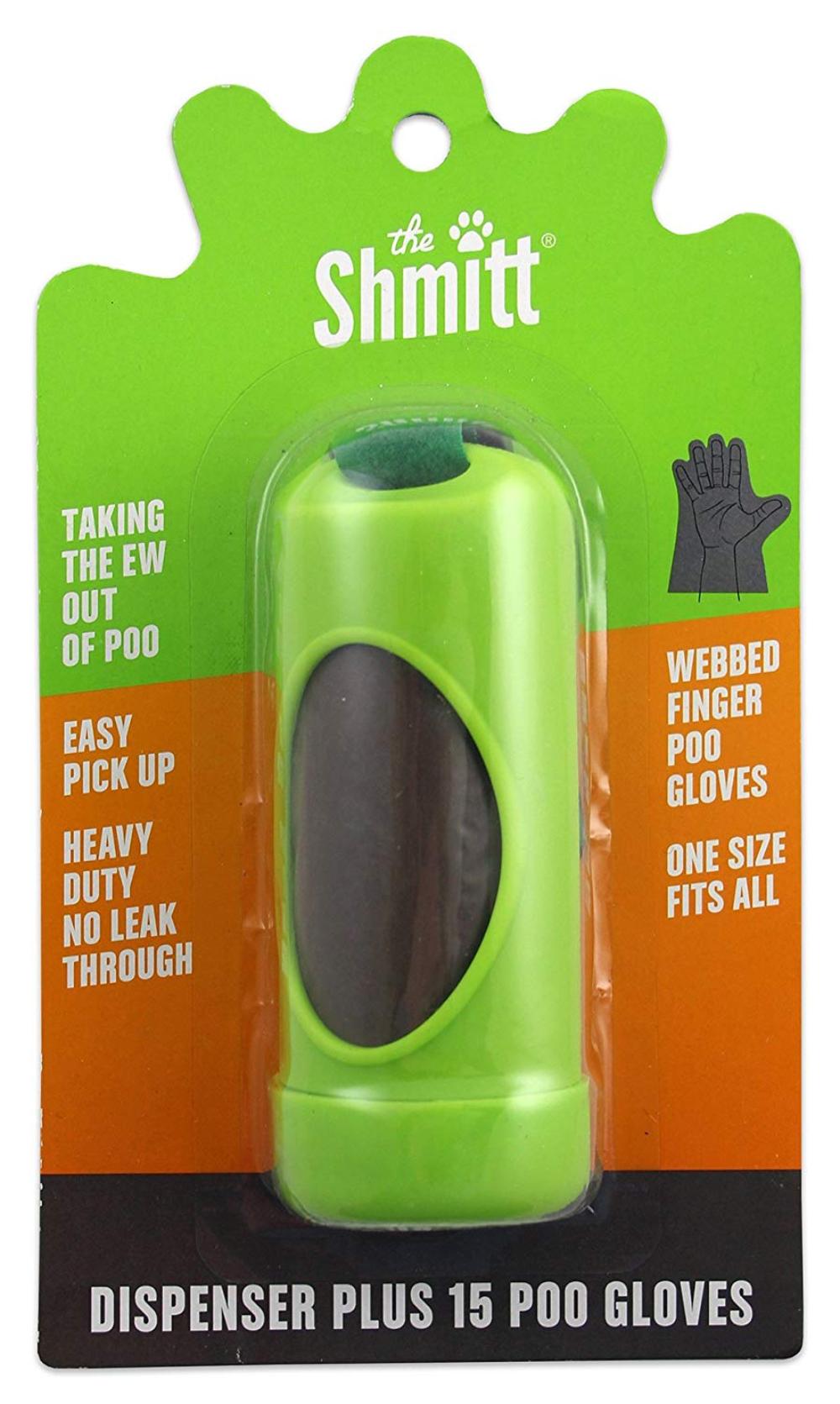 Shmitt Poo Gloves Dog Waste Bags, Dispenser Plus 15 Gloves, Finger
