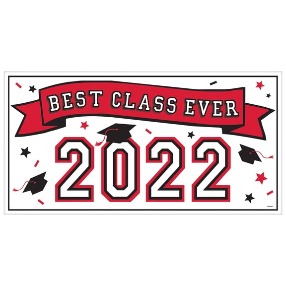 GRADUATION BANNER Party Wall Decorations BEST CLASS EVER 2022 RED Grad Decor