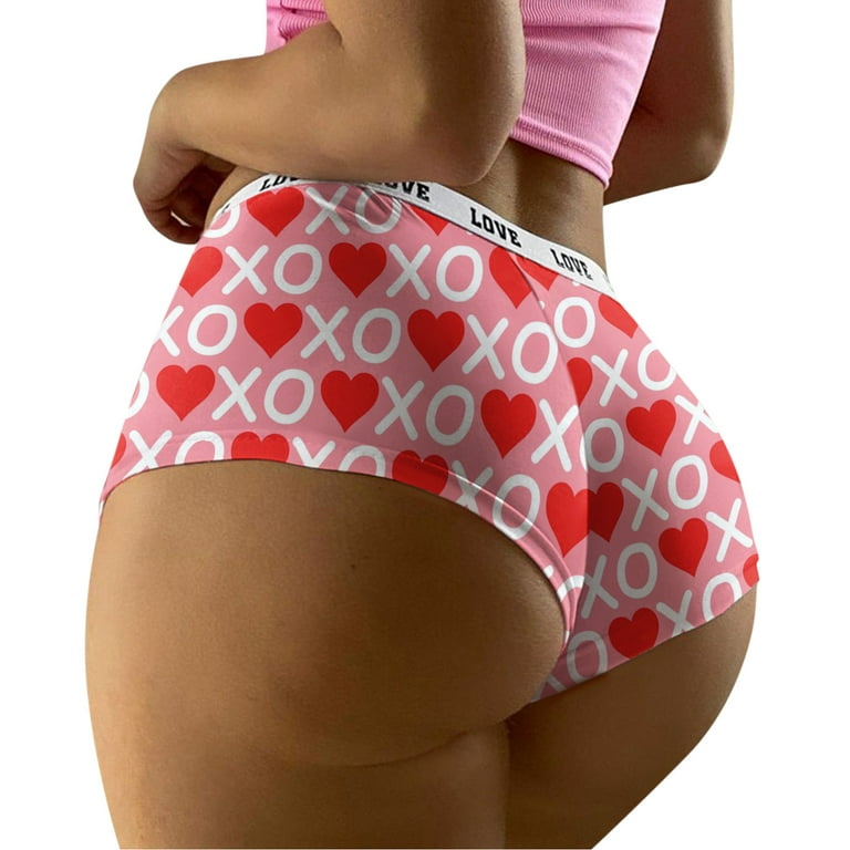 Cheeky Underwear For Women Print Lingerie Temptation Low-Waist Underwear  Pink XL