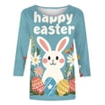 thumbnail image 5 of Ounisa Womens 3/4 Sleeve T Shirts Crew Neck Easter bunny Printed Loose Fit Pullover Casual Spring Festival Daily Wear Tops S-3XL, 5 of 5