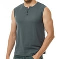 thumbnail image 3 of IYTR Summer Vest for Men Sports Button Crewneck Solid Color Summer Sleeveless Tank Tops Vest Button Tees Shirts Dark Gray L, 3 of 7