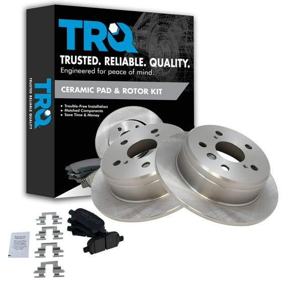 TRQ Rear Brake Pad & Rotor Kit Brake Pads Brake Rotor Ceramic Fits Select 2000-2001 Toyota Camry 1999-2003 Solara