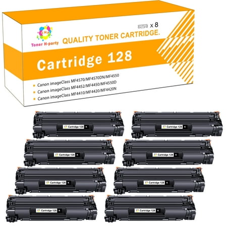 Toner H-Party Compatible Toner Cartridge for Canon 128 CRG-128 imageCLASS MF4550 MF4570DN MF4770N D530 D550 FAXFHONE L100 L190 LBP6230d Printer (Black,8-Pack )