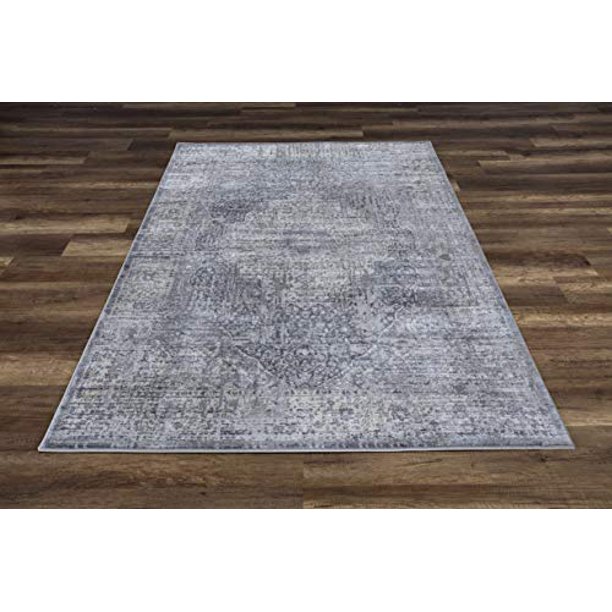 GAD Sculpted Drop Stitch Modern Distressed Look Ultra Soft Pile Gray