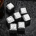 thumbnail image 4 of Juego de 6 cubitos de hielo de acero inoxidable reutilizables para enfriar whisky, vino y rocas, 4 of 8