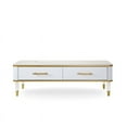 thumbnail image 3 of Modern White/Gold tone Sintered Matte Stone Top Coffee Table W/ Drawer, 3 of 4